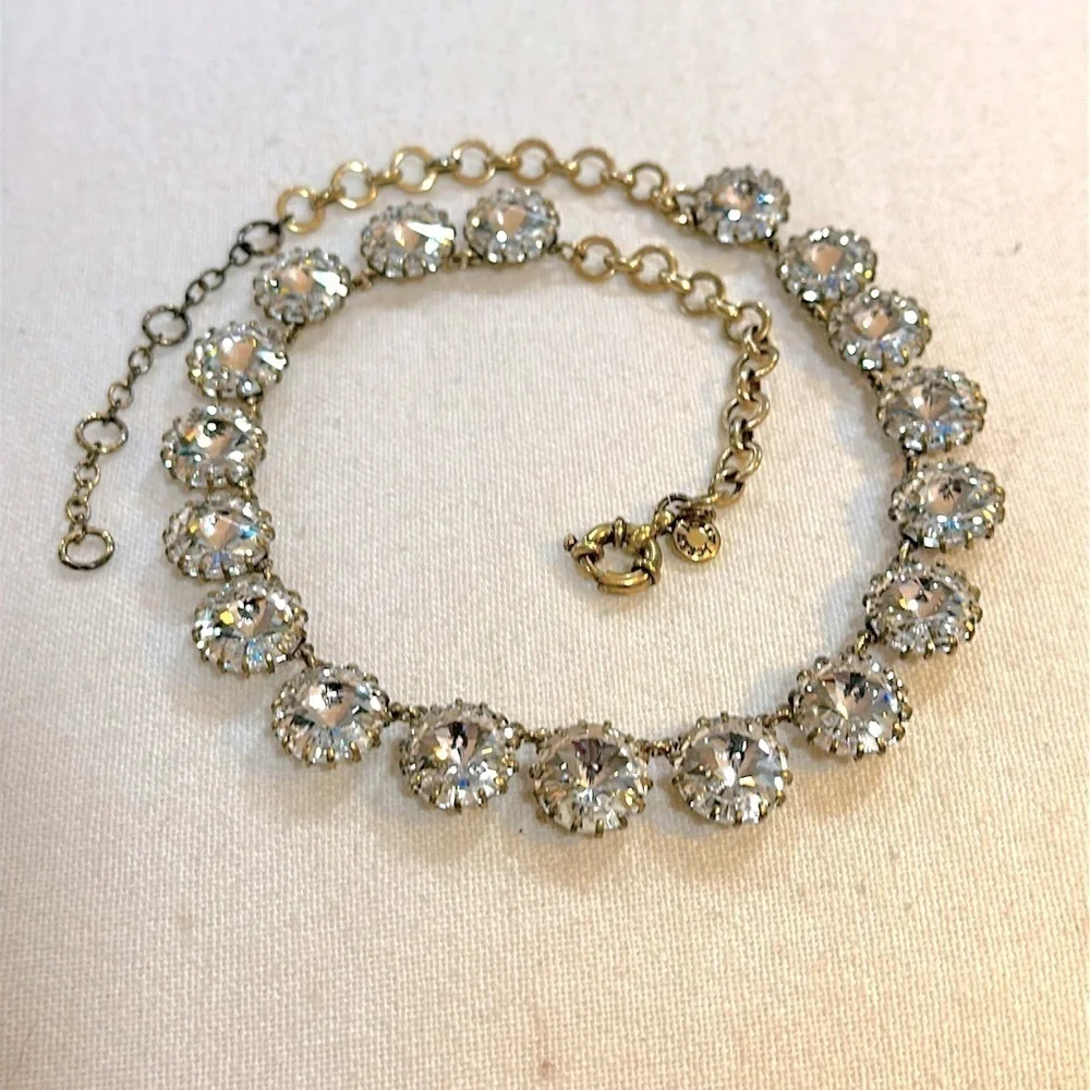 J. Crew Gold and Crystal Station Necklace 21” Adjustable Length - GUC